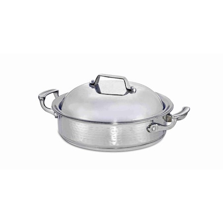 Cucina Saute Pot W/ Domed Lid, Freeway Finish, Ind Btm, 11 3/16Dia X 3 2/7H, 2 Hndls, 4 Qt